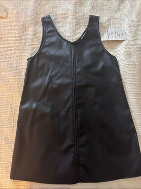 H&M Black Faux Leather Sleeveless A-Line Dress